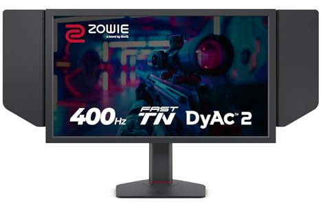 BenQ Zowie XL2566X+ | 24.1 | Fast TN 400Hz Gaming Monitor for Esports | Motion Clarity DyAc2 | 1080p | XL Setting to Share | Shielding Hood | New Industrial Grade Ball Bearing Height Adjustment