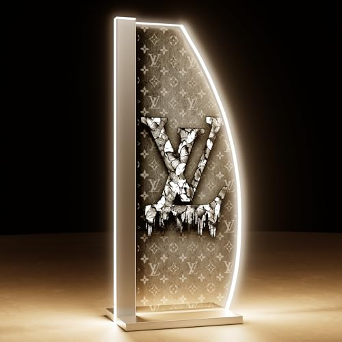 Luverre Tischlampe | LED-Leuchte | Glas-Leuchte mit Gravur für Nachttisch, Kommode, Wohnzimmer | Pop Art, Banksy, Kunst (Louis der Styler, Segel | silber)