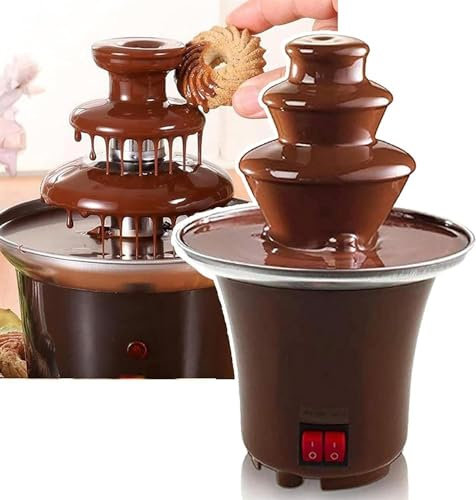 Electric Chocolate Fountain Machine, 3 Tier Chocolate DIY Waterfall Fondue,Mini Chocolate Melting Fountain Machine,Restaurant, Buffet