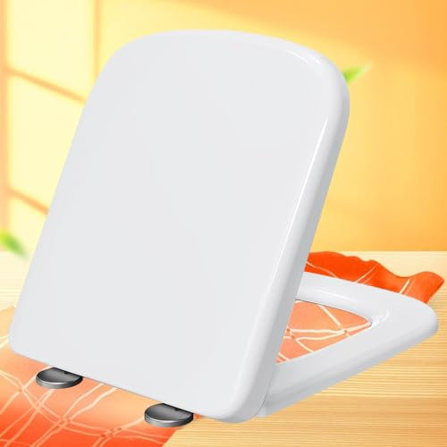 Klodeckel Absenkautomatik Weiß Duroplast Wc Sitz Wc Sitze Klobrille Robust Antibakterieller Stabile Klo-Deckel für Jede Toilette Geeignet,white-34 * 45cm