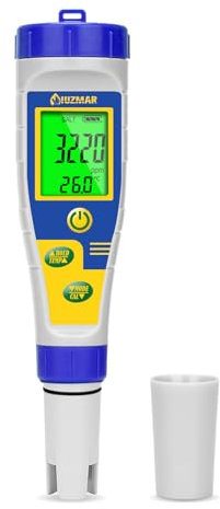 UIUZMAR Salzgehalt Messgerät für Poolwasser, Digitales pH und Salzmessgerät für Pool, Größerer Bildschirm, 5-in-1 pH Salz EC TDS Temperatur Wasser Tester für Hydrokultur, Aquarium, Spa