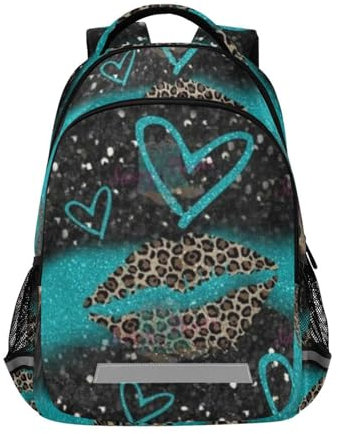 Amooorous Y2k Style Blauer Leopardenmuster Kinder-Tennisrucksack Jungen mit großer Büchertasche für Kinder Morrales Ecolares para ni?os, Blauer Leopardenmuster im Y2K-Stil, Medium