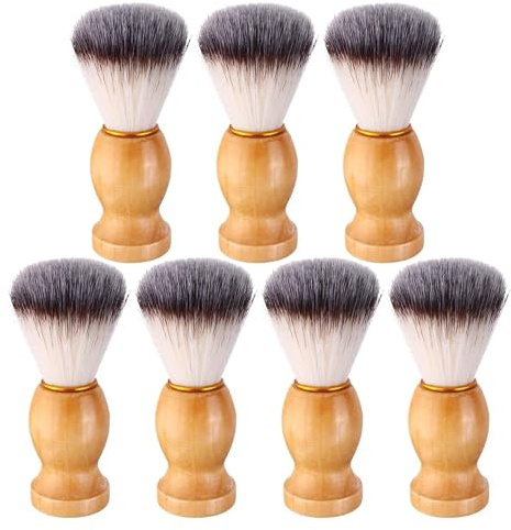 Reapyyt Lot de 7 pinceaux à raser pour homme avec poignée en bois, outils de salon, brosse à raser, fabriqué une main avec poignée en bois, pinceaux à raser, brosse à cheveux