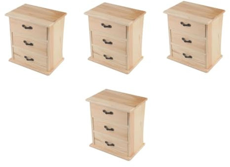 Stapelbare Schreibtisch-Schubladen, Puppenhaus, Mini-Schreibtisch-Organizer für kleine Möbel, kleiner Schrank, Aufbewahrung mit Holz-Schreibtischschublade, platzsparende Aufbewahrungslösung, 4 Stück