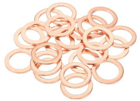QUARKZMAN 22 Pz Guarnizioni Piane in Rame, 14x20x1.5mm Rame Guarnizioni Piane Metriche Aggiornate per Rondelle di Tenuta Idrauliche Viti Bulloni Dadi Riparazione Elettronica
