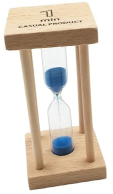 Reloj de Arena de 1 Minuto de Madera y Vidrio Azul | Temporizador de Arena, Artesanía Delicada, Decoración de Dormitorio y Festivales