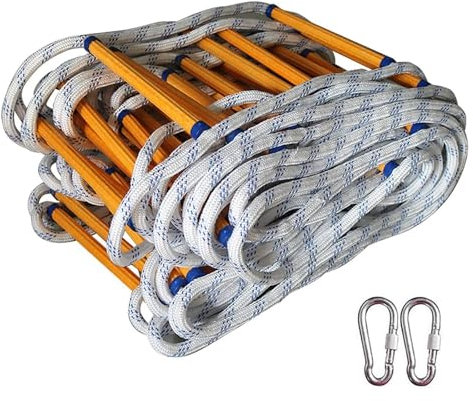 Fire Escape Ladder Emergency Fire Escape Ladders Soft Safety Rope Ladder with Carabiners for Kids and Adults Escape From Window and Balcon 5/10/15/20/25/30M(?25M(82FT))