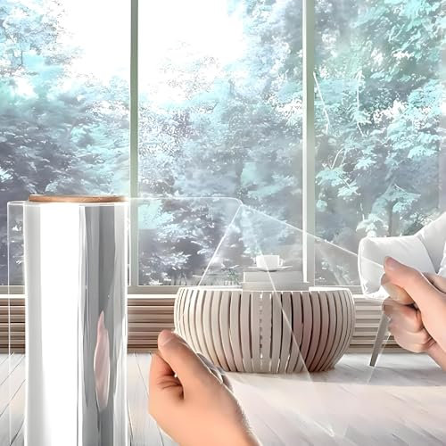 AVOID Pellicola per Vetri Finestre – Pellicola Adesiva per Vetri Trasparente con Protezione Solare – Blocca 99% dei Raggi UV – Riutilizzabile – Spatola, Taglierino e Spruzzino Inclusi (120x300 cm)