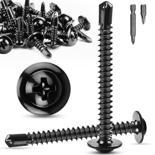TXXATX Lot de 120 vis autotaraudeuses M4,2 x 38 mm - Vis à métal autotaraudeuses - Avec tournevis - Vis auto-taraudeuses - En acier inoxydable 410 - Pour planches de bois de meubles