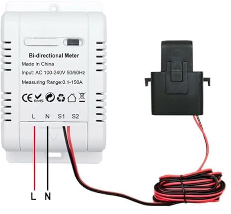 Zigbee Energy Meter for Home Assistant | 150A Bi-Directional Clamp Power Monitor | Zigbee2MQTT Compatible | Real-Time Electricity Usage Tracker | Smart Clamp Sensor