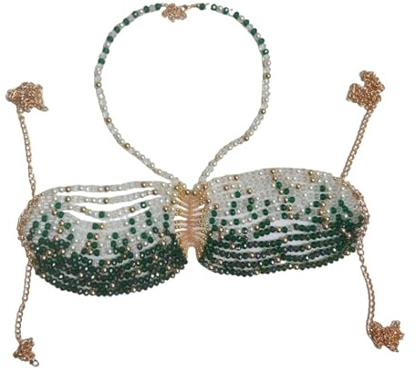 Colcolo Damen-Body-BH-Kette, Boho-BH, kreativer, einzigartiger Perlenketten-Körperschmuck für Konzerte, Musikfestivals, Kostüme, Maskeraden