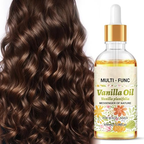 Huile capillaire et cuir chevelu à la vanille – Huile nourrissante à absorption rapide pour cheveux secs, pointes fourchues et soin des cuticules | Formule non grasse et légère avec parfum d'orchidée