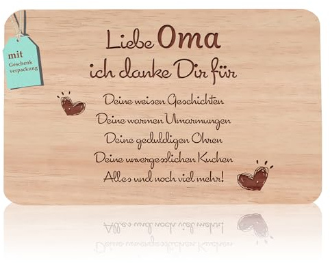 Frühstücksbrettchen Oma Geschenke | Brotzeitbrett mit Gravur | Mutter Geschenke Buchenholz | Geschenkidee ideal für Muttertag Geburtstags Weihnachten