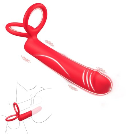 Juguetes Anales con Anillo Vibrador para el Pene, Juguetes Sexuales para Hombres, Dildo Anal con Vibrador Masculino con 10 Modos de Vibración, Plug Anal con Arnés y Anillo para el Pene