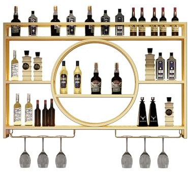 Estante de exhibición para vinoteca de Hierro de Pared para Restaurante, 80 cm, Organizador de decoración de Pared con Soporte para Copas (140 cm x 15 cm) (120 cm x 15 cm x 80 cm)
