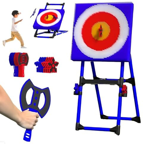 Generisch Axe Jeu de lancer avec support pliable, jeu de fléchettes amusant pour l'intérieur et l'extérieur, bureau familial, divertissement et soulagement du stress