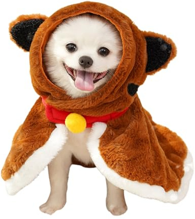 Dreuhuing Pet Cloak for Christmas | Cold Weather Cosplay Clothing | Pet Costume Cloak for Small Dogs - for Party Festive Show Stage Performance Parade Family Gathering