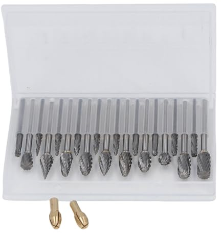 SIXRUN Carbide Drill Bit Set Heavy Duty Materials 20Pcs Double Cut Burrs Set for Drilling Carving with Storage Box for Carpenters Metal Carvers