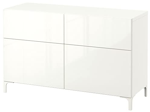 ProTuning BESTÅ Aufbewahrungskombination mit Türen/Schubladen, Weiß/Selsviken Hochglanz/Weiß, 120x42x74cm