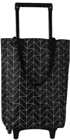 FONDOTIN Chariot d'Épicerie Pliable Imperméable avec roulettes Monte-Escaliers Paquet en Tissu Oxford Noir Poignée Télescopique Chariot de Courses Compact pour Camping Maison et