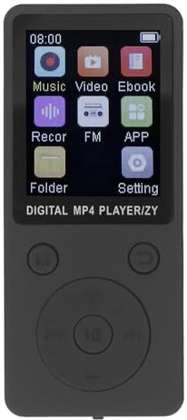 Asixxsix MP3 Player, BT 5.0 Chip 1.8 Inch Screen Portable Music Player, MP4 with 64GB Memory Card Supports Up to 128GB for Kids Adults Outdoor Gym Fitness (Black)