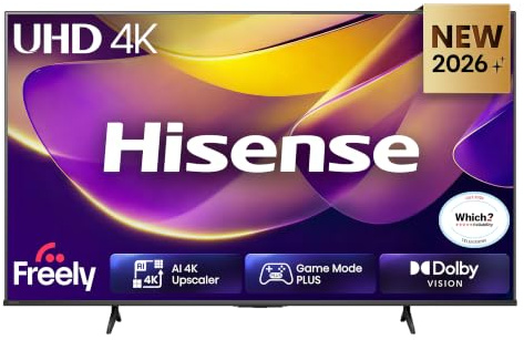 Hisense 50 50E6STUK 4K Ultra HD AI Smart TV with Freely, Netflix, Disney+ and YouTube - AI 4K Upscaler, AI Smooth Motion, Game Mode Plus, Dolby Vision, Voice Control, DTS Virtual: X, Filmmaker Mode