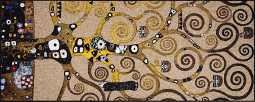 Salonloewe Fußmatte Gustav Klimt Ethno Impressions Lebensbaum 75x190 cm Künstler Wohn-Teppich waschbar