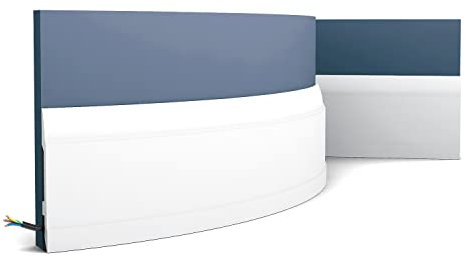 Orac Moulure flexible SX104F 200 cm x 1,7 cm x 14,8 cm Polyuréthane classique arrondi avec passage de câble prétraité