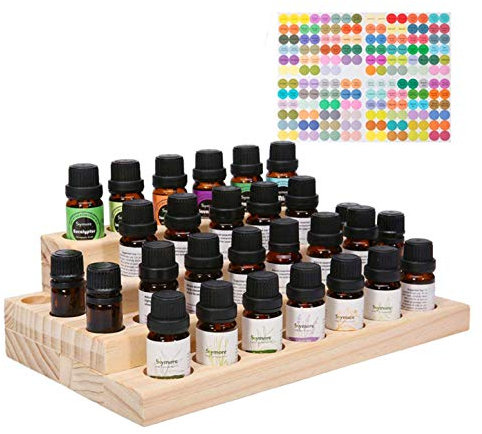 RoseFlower Luxus Holz Ätherisches Öl Organisator Behälter Duftöle Display Ständer, 30 Löcher Aufbewahrung Box Raumdüftezubehör für Nagellack, Duftöle, Kosmetik und Lippenstift - Weihnachten Geschenk