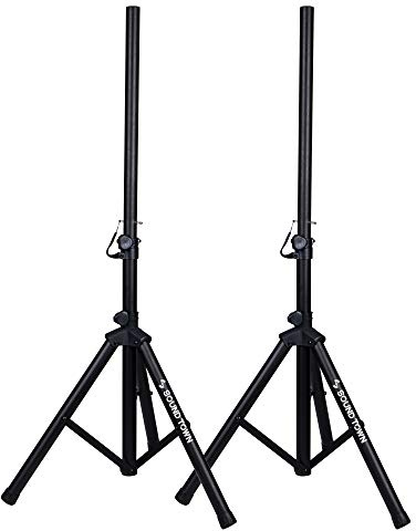 Sound Town STSD-48B-PAIR, Universal-Stativ-Lautsprecherständer mit verstellbarer Höhe, 35 mm kompatibler Einsatz, Verriegelungsknopf und Schaftstift, Schwarz, 2 Stück