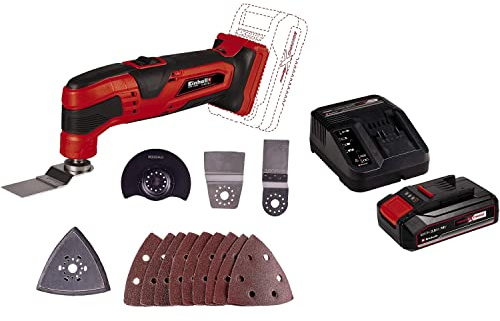 Einhell Akku-Multifunktionswerkzeug TC-MG 18 Li Power X-Change (Li-Ion, 18 V, 11000-20000 min^-1, 3.2° Oszillationswinkel, magnetische Werkzeugaufnahme, inkl. Zubehör, inkl. 2,5 Ah Akku und Ladegerät)