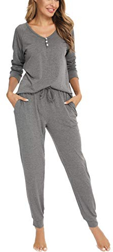 Vlazom Women Pyjamas Set Soft Two Piece Pj's Sets Tops and Plaid Pants Sleepwear with Pockets S-XXL