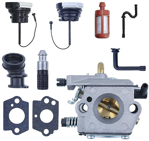 Mtanlo Carburateur WT-194 Métal pour Stihl 024 026 MS240 MS260 MS240 260 Walbro WT-194 1121 120 0611 avec Bouchons de Réservoir d'Essence Admission de Carburateur Tube d'Huile Filtre à Carburant