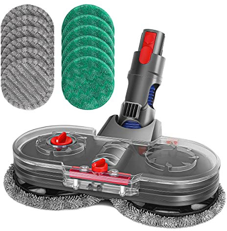 Jajadeal Testa di Mocio Elettrico per Dyson V15 V11 V10 V8 V7 Aspirapolvere, con Serbatoio Dell'acqua e 12 Pezzi di Panni Per Mocio