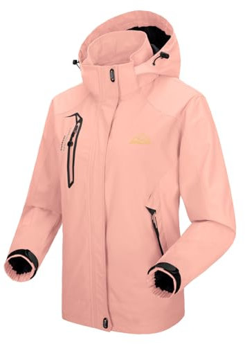 donhobo Damen Softshell Jacke Outdoor Funktionsjacke Freizeitjacke Leichte Wasserabweisend Winddichte Wandern Bergjacke Mantel mit Kapuze (Rosa, M)