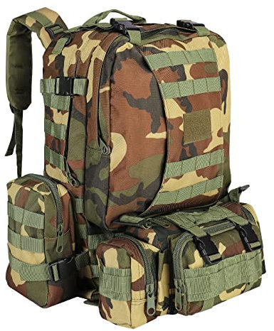 SHANNA Mochila Militar, Mochila Crossfit, Mochila Militar Tactica de 55 L para Senderismo al Aire Libre Camping Trekking Pesca Caza, Ejercito Verde