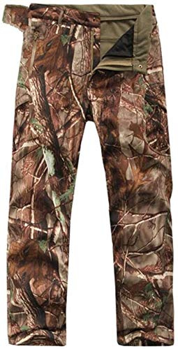 Czen Pantaloni Softshell Mimetici Tattici da Uomo Foderati in Pile Militare Multitasche Outdoor Trekking Pantaloni Impermeabili Pantaloni da Caccia Caldi Addensati (Camo Trees,M)