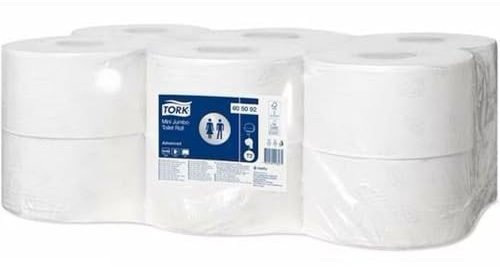 Tork Mini Jumbo Toalettpapper vit T2, Advanced, 2-lagers, 12 x 160 meter, 605092