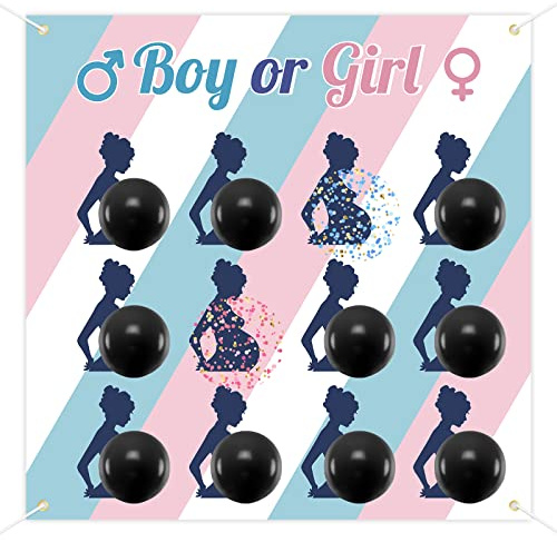 Gender Reveal Party Spiele - BLOOMWIN Gender Reveal Ideen - Baby Gender Reveal Party Deko - Babyparty Geschlechtsverkündung Ratespiel - Boy or Girl Darts Ballons and Board Game