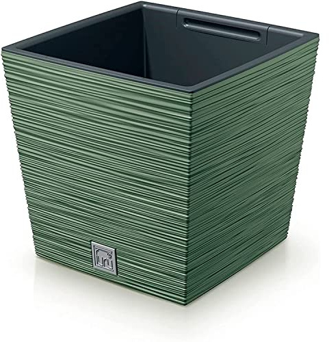 Vaso cuadrado con riserva acqua 7,5 L verde tierra - FURU