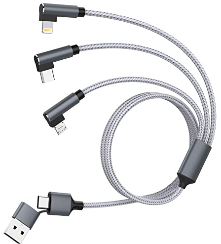 Multi USB Cable, 3 in 2 Multi Charging Cable 90 Degree Fast 3m 3 in 1 Schnellladekabel with iPhone/Micro/USB Type C Nylon Cables Kompatibel iPhone 16 15,Pad, Samsung, Huawei, Xiaomi, Laptop Tablet