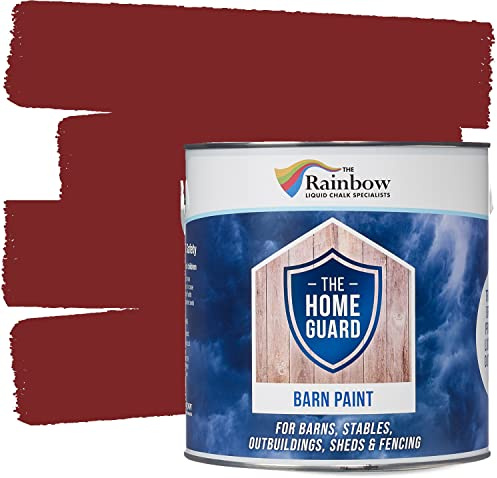Home Guard Barn Paint by Rainbow Chalk | Durable Weatherproof Exterior Paint for Wood, Metal & Masonry | Flexible Anti-Mould Formula | [Barn Red] | [Size: 2.5L]