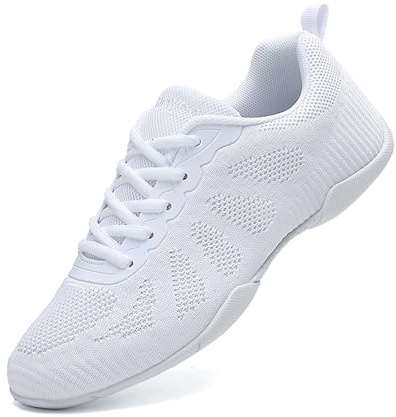 SECHRITE Cheerleading Cheer Chaussures de danse pour femme et fille Chaussures de danse Blanc Jazz Chaussures de danse Yoga Entraînement Aérobic Chaussures à lacets