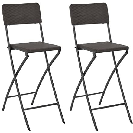 AJSEOYBS GartenstüHle,Hochlehner Gartenstuhl Klappbare BarstüHle 2 STK. Hdpe Und Stahl Braun Rattanoptikgeeignet Geeignet für Wohnzimmer, Schlafzimmer, Garten, Balkon, Terrasse, Küche, Outdoor