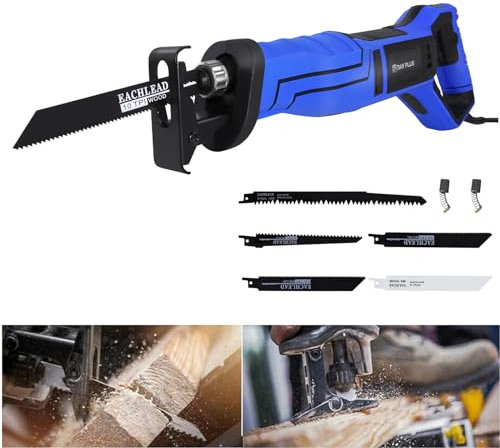 Sierra de sable de 900 W, sierra eléctrica con hojas, 5 unidades, máx. 160 mm de profundidad de corte, sierra eléctrica de recipro, sierra universal para madera y metal