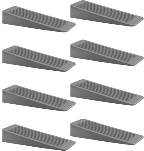 Rubber Door Stop 8 Pack, Door Stoppers for Floor, Door Stops Indoors, Door Wedge, Non-Slip Rubber Door Stopper, Door Wedges Indoors, Ideal for All Floor Types, Grey