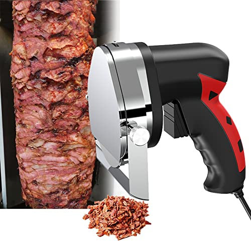 MLUENF Coltello Commerciale Shawarma Doner Kebab, affettatrice elettrica per Kebab con Lame, Coltello giroscopico Coltello da Barbecue a Spessore Regolabile per Tagliare l'agnello Kebab Turco