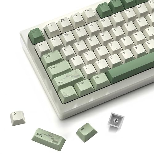 PBT keycaps Matcha Green, Cherry Profile Keycaps 60 75 Percent,Double Shot Key Cap,dye-sub Keyboard caps, 134keys Custom Key caps for Mechanical Keyboard (Spring Tea,only keycaps) | Retro dye-sublimation Keyboard keycaps,Custom keycaps for cherry-mx full size Retro Mechanical Keyboard,Spring Tea,134keys