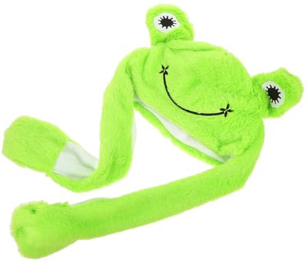 SKISUNO Frosch Hut Mit Beweglichen Ohren Lustige Plüschmütze Für Partys Und Cosplay Bequeme Tiermütze Für Erwachsene Und Foto Requisite Für Besondere Anlässe