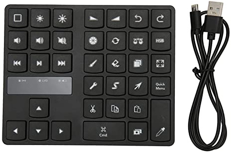 Haofy Teclado de Dibujo, Teclado Ergonómico de Acceso Directo de 35 Teclas con una Sola Mano con Herramientas Predefinidas para Procreate, Lightroom, Edición de Premiere y Más